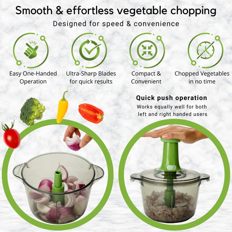 Brieftons Express Manual Food Chopper: Large 8.5-Cup, Hand Chopper Vegetable Cutter to Chop Veggies, Fruits, Herbs, Garlic Onion Chopper for Salsa, Salad, Pesto, Guacamole, Coleslaw, Indian Cooking - Image 5